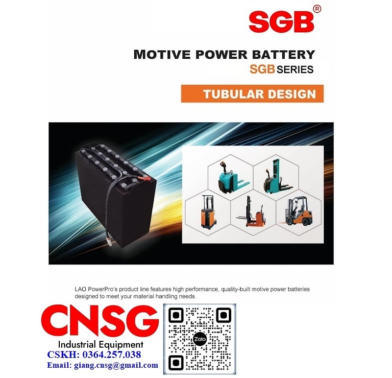 Ắc quy xe nâng, bình điện xe nâng SBG 12V 24V 48V 72V giá rẻ