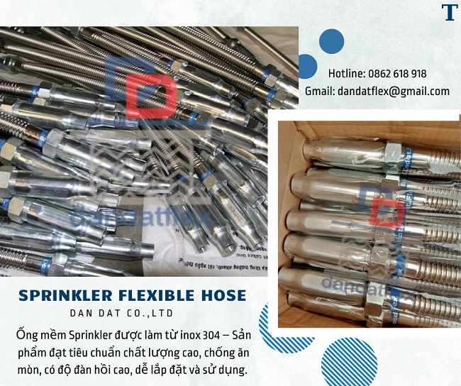 Ống nối mềm cứu hỏa, ống mềm inox chữa cháy,dây nối mềm sprinkler PCCC