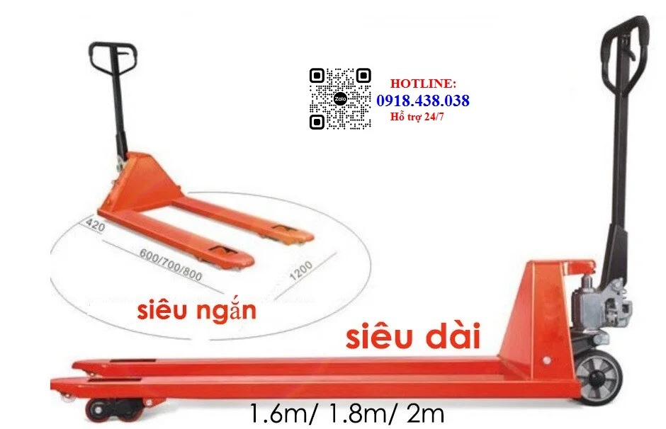 Xe nâng tay thấp càng ngắn 80cm, tải trọng 2500kg chính hãng giá rẻ