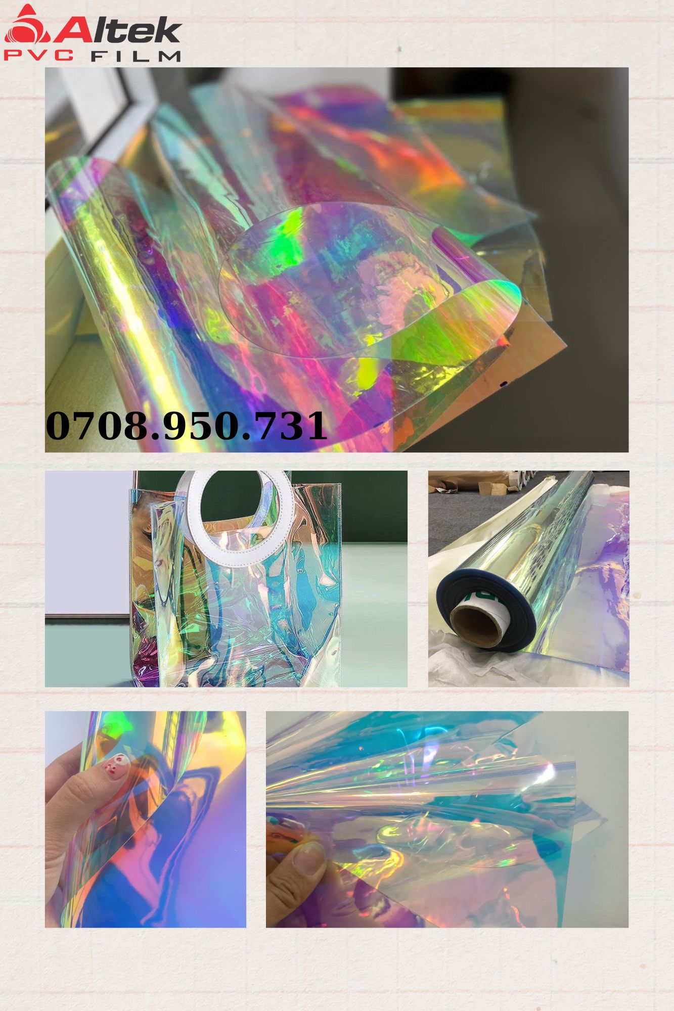 công ty sản xuất màng nhựa kiếng hologram 7 màu