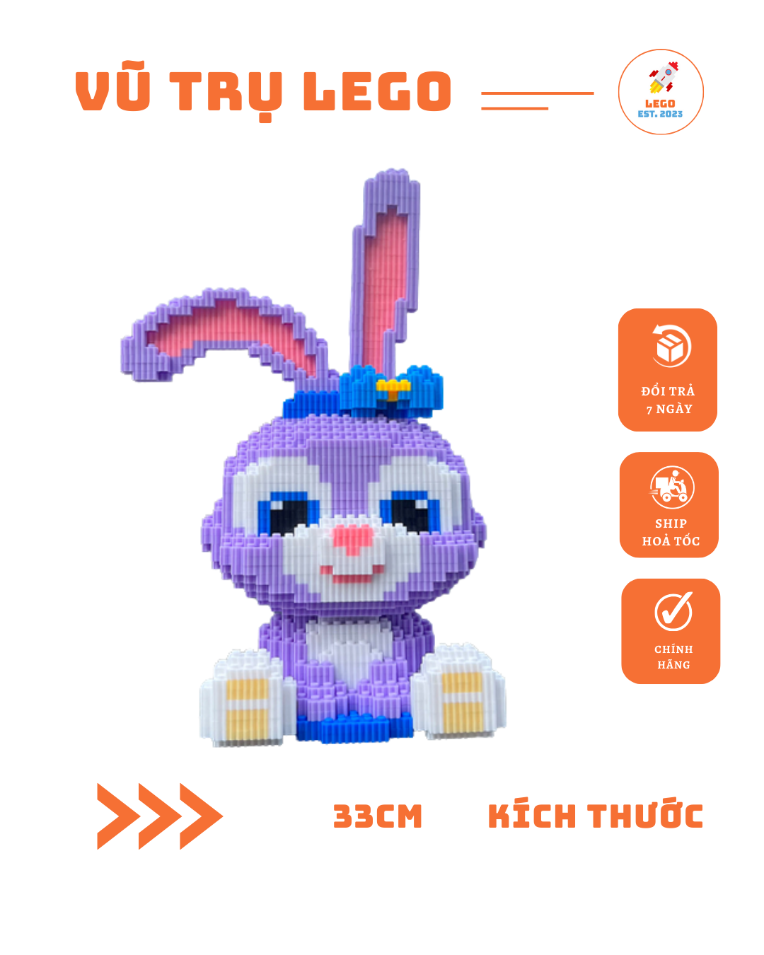Lego thỏ tím STELLA LOU 33cm đồ chơi trí tuệ