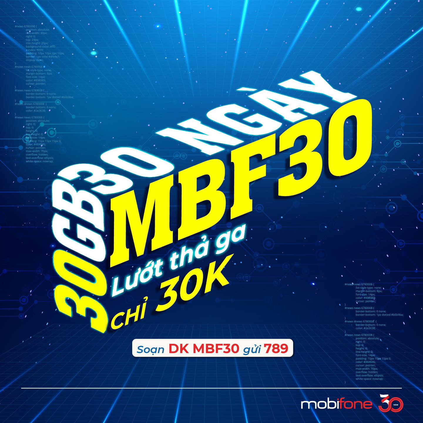Gói cước MFB30 _ Lướt mạng thả ga chỉ với 30K/tuần