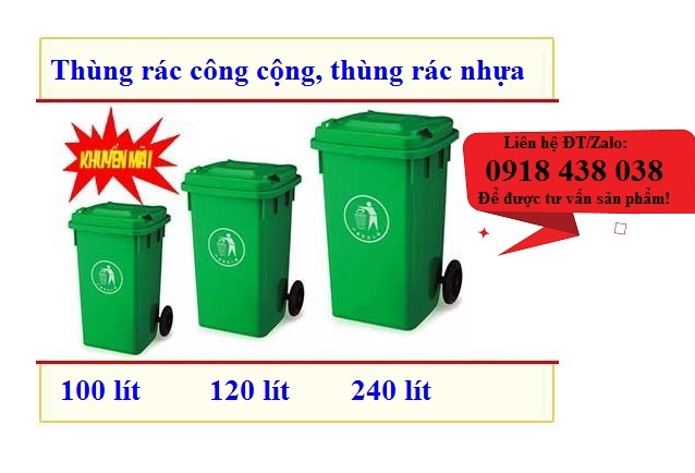 Giảm giá các loại thùng rác công cộng 60l, 80l, 100l, 120l, 240l, 660l