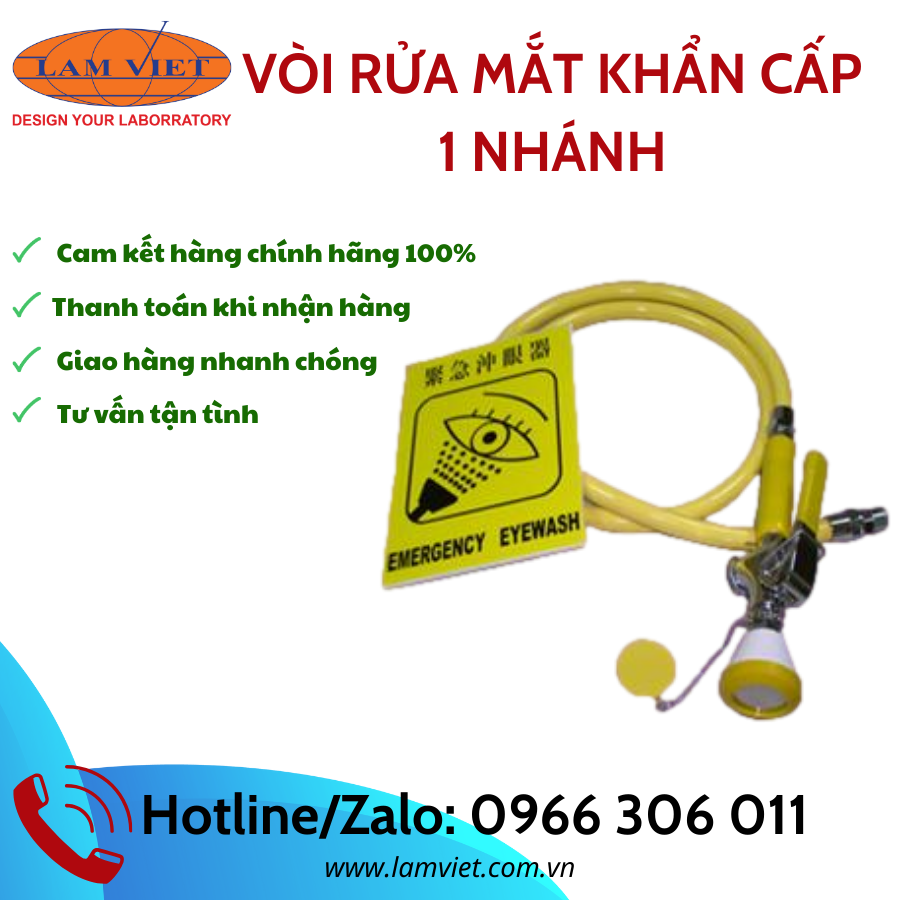 Vòi rửa mắt khẩn cấp 1 nhánh, gắn trên bàn