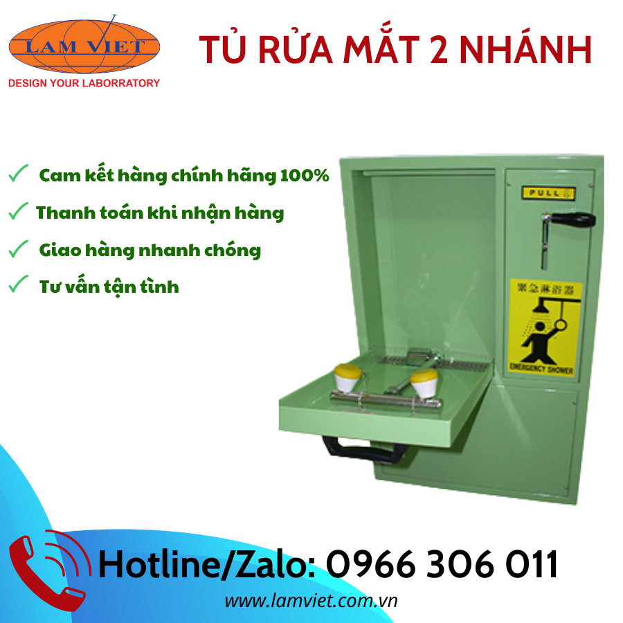 Tủ rửa mắt 2 nhánh có thể gập khi không sử dụng
