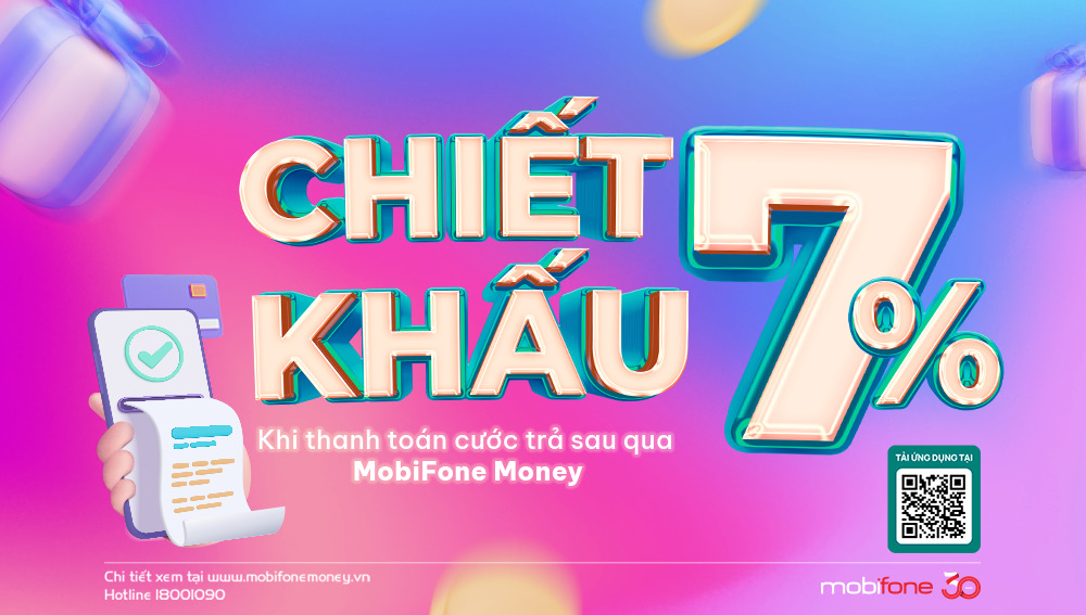 Chiết khấu thanh toán cước TB trả sau qua MobiFone Money năm 2024