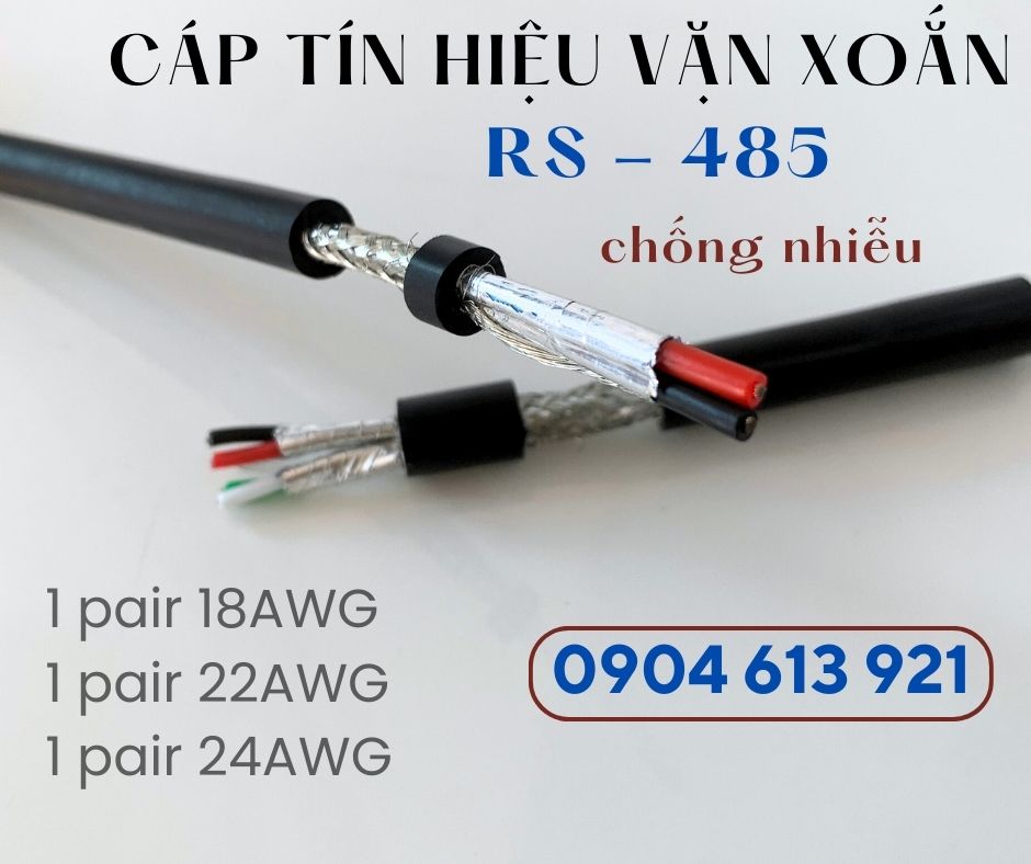 Dây truyền thông tin RS485 vặn xoắn chống nhiễu 2 lớp 1 pair 24AWG