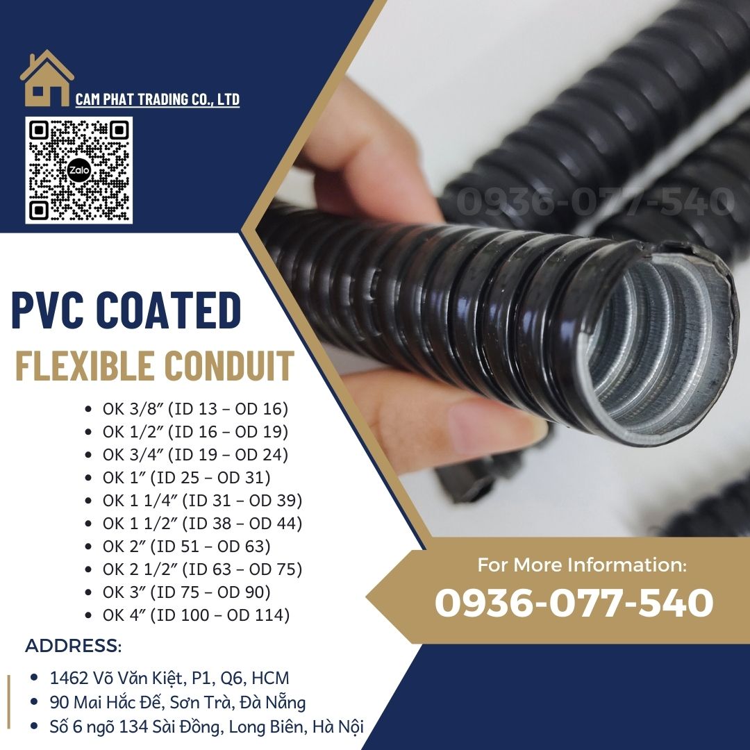 Ống ruột gà lõi thép bọc nhựa luồn dây điện
