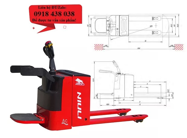 Xe nâng điện thấp tải trọng 2 tấn hãng Niuli giá rẻ, hàng có sẵn