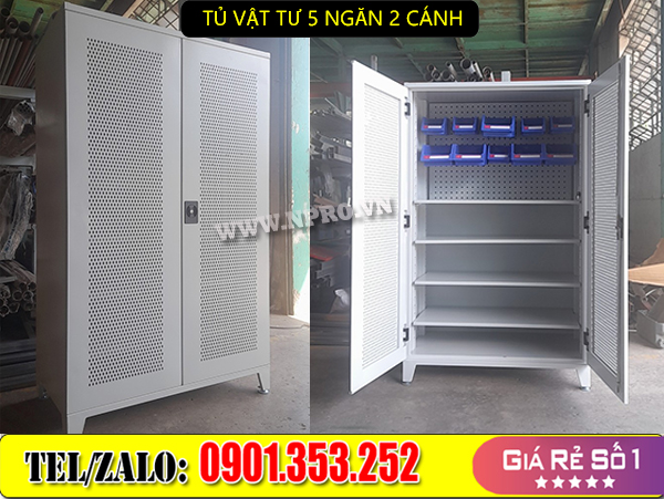 Tủ chứa vật tư đồ nghề 5 ngăn 2 cánh cao 1m8