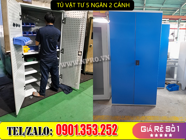Tủ chứa vật tư đồ nghề 5 ngăn 2 cánh cao 1m8