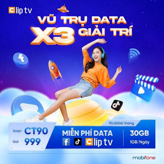 Gói CT90 MobiFone- Ưu đãi 1GB/ngày giá 90K/tháng, tặng kèm TikTok, FB