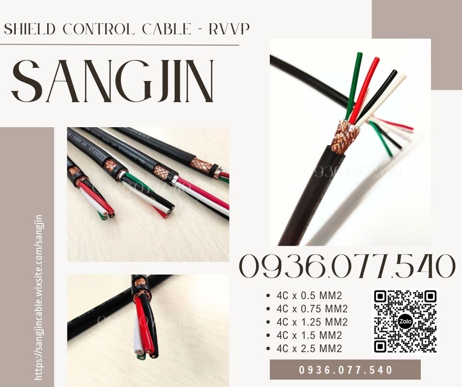 Sangjin control cable  - Shield - 4C x 0.5 MM2 - Cáp điều khiển RVVP