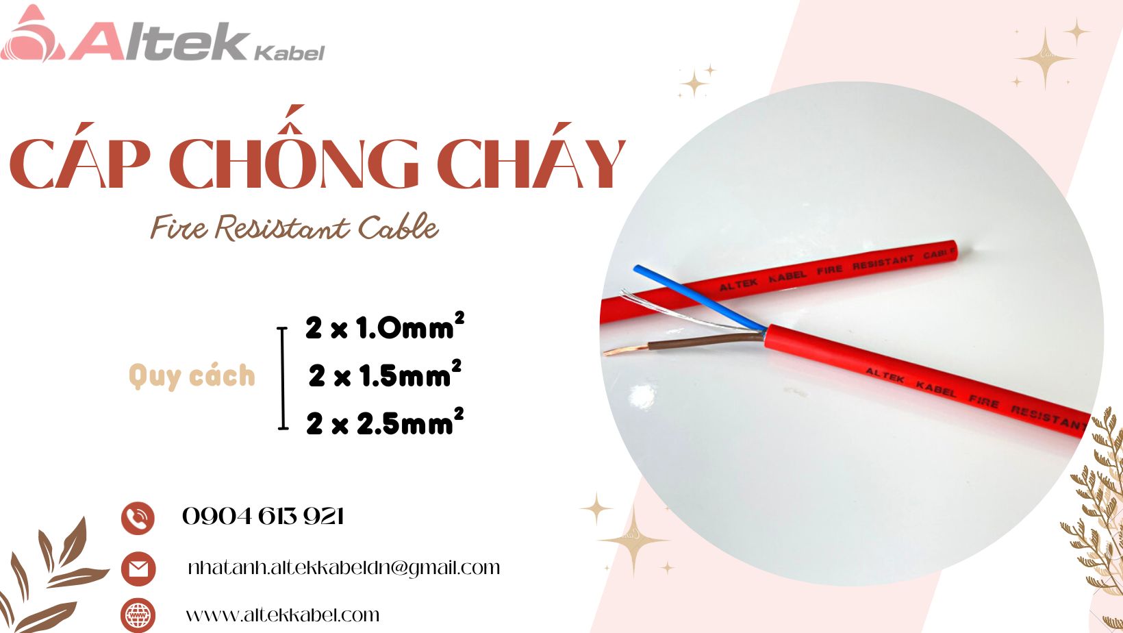Cáp xoắn chống cháy chống nhiễu 2x1x1.0mm Altek kabel