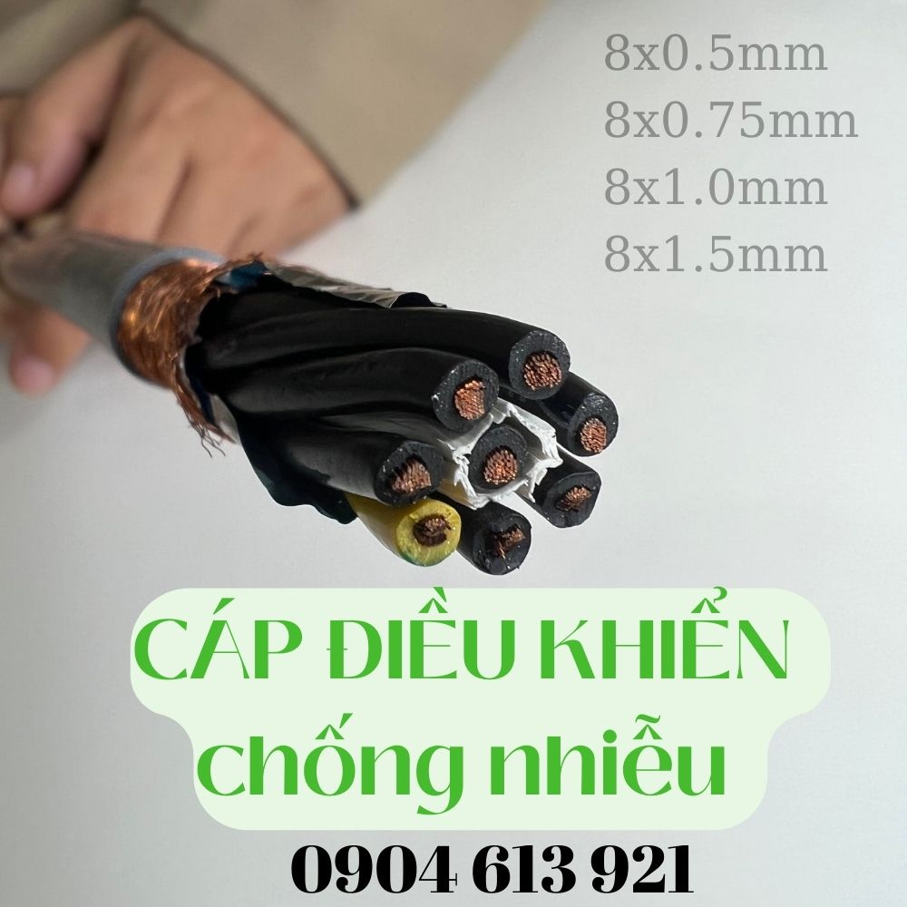 Dây điện 8 lõi, cáp điện 8x0.5mm/8x0.75mm/8x1.0mm/8x1.5mm
