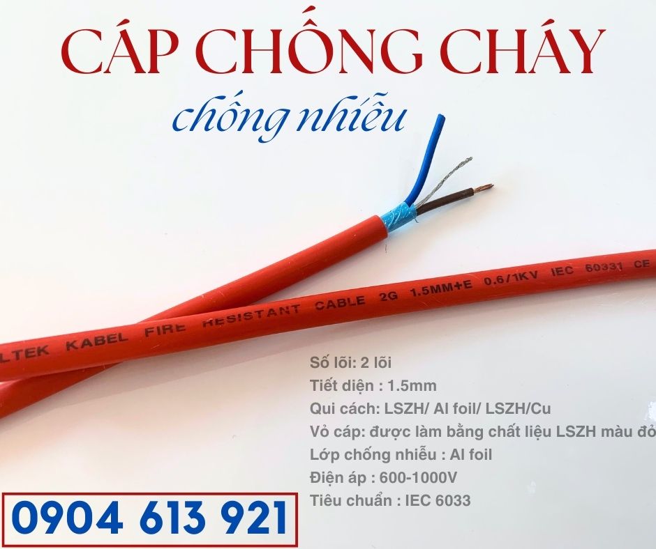 Dây cáp báo cháy chống cháy chống nhiễu 2x16AWG Altek Kabel