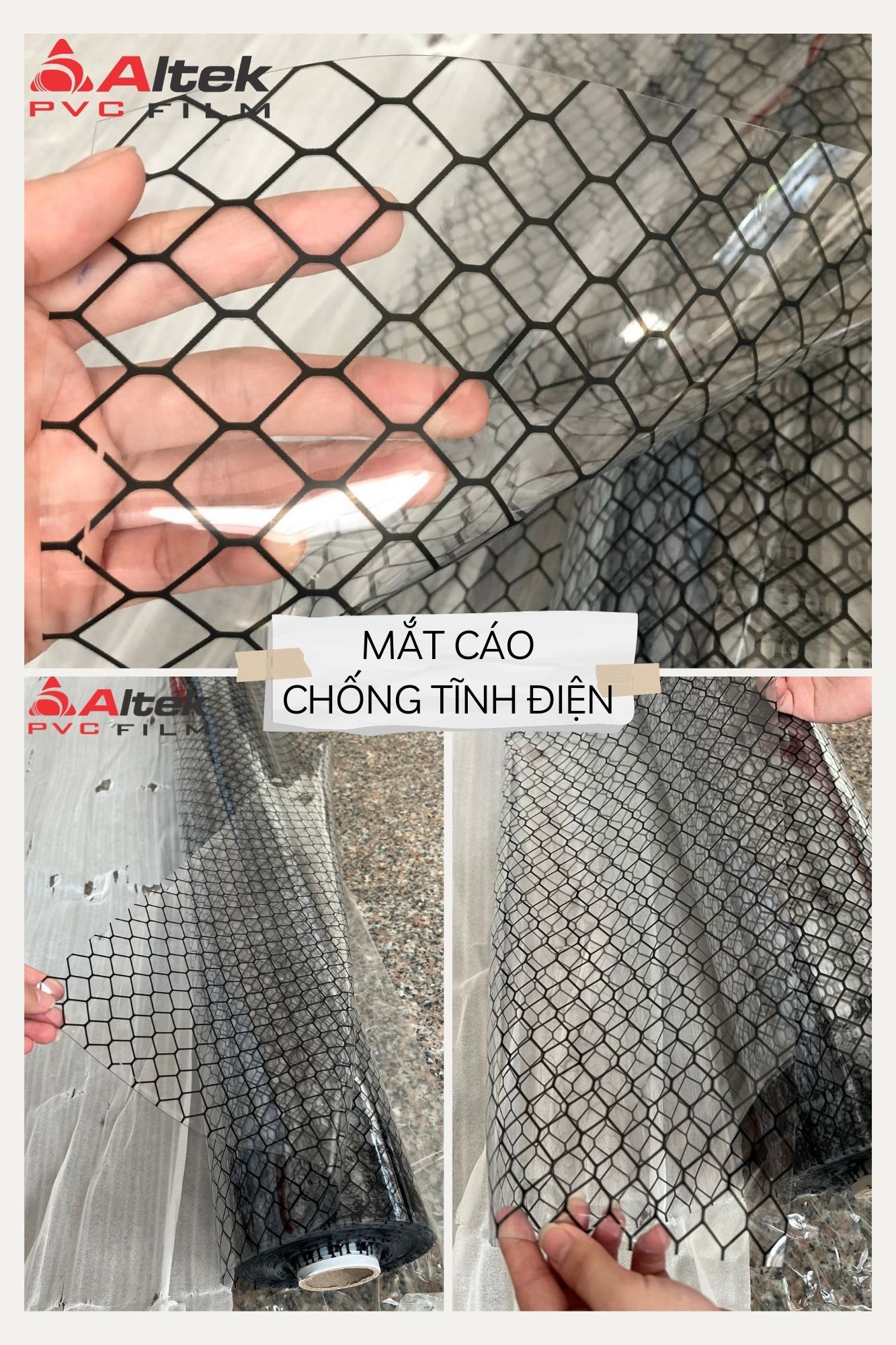 màng nhựa pvc mắt cáo chống tĩnh điện phòng sạch