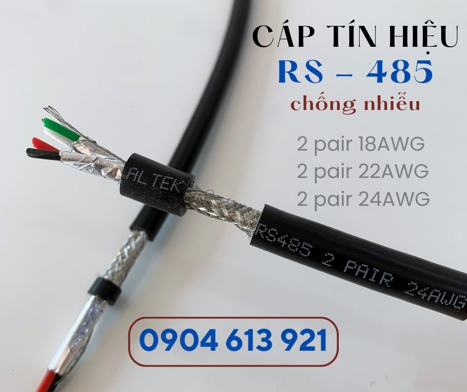 Dây truyền thông tin RS485 vặn xoắn chống nhiễu 2 lớp 1 pair 24AWG