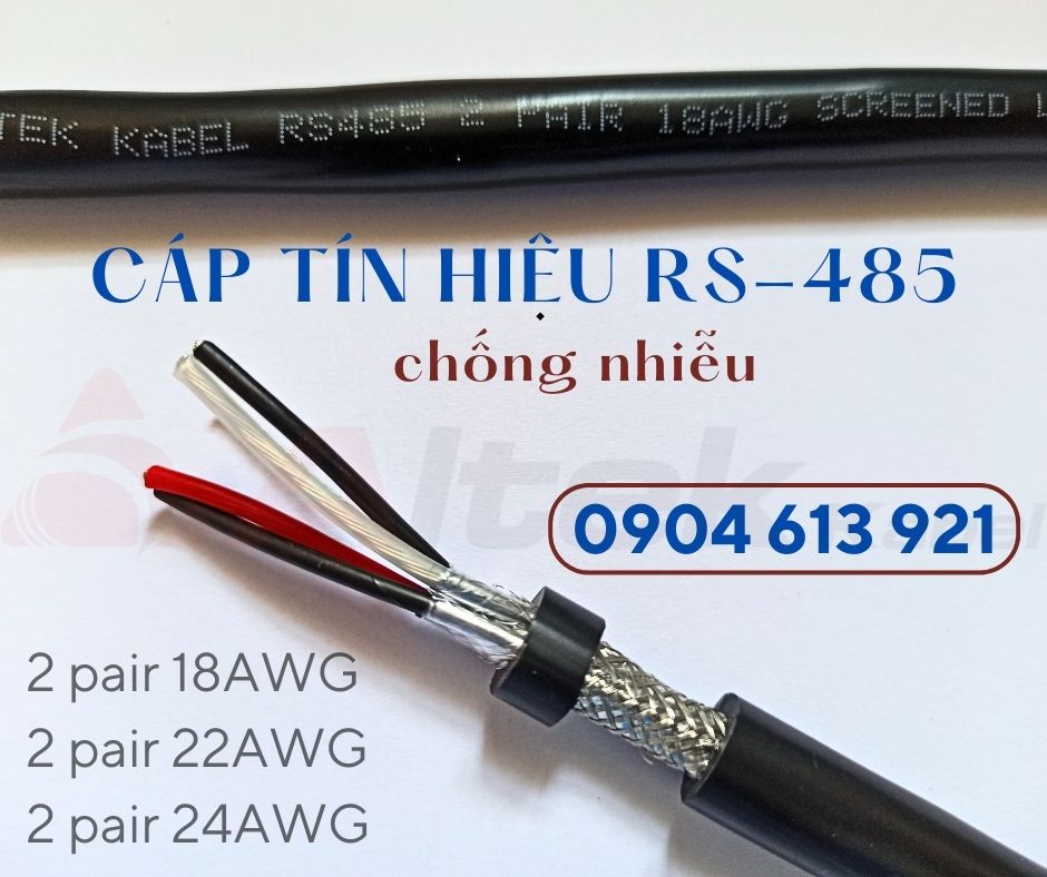Dây truyền thông tin RS485 vặn xoắn chống nhiễu 2 lớp 1 pair 24AWG