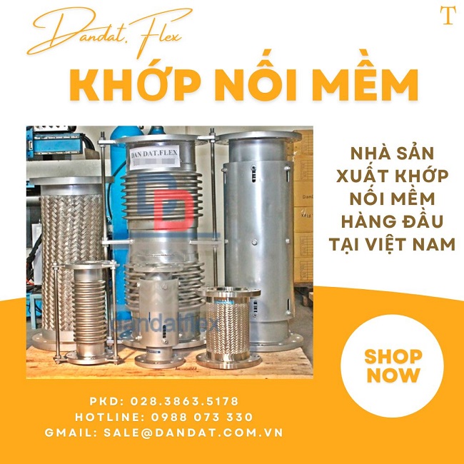 Khớp nối mềm inox thủy lực, khớp nối mềm dẫn hóa chất, khớp nối mềm