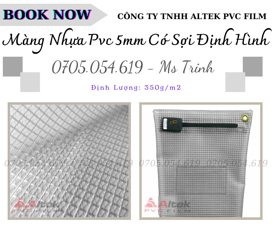 Giá màng nhựa pvc lưới 5mm có sợi polyester