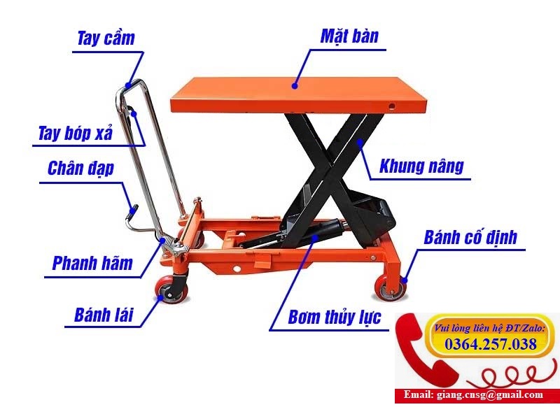 Bàn nâng, xe nâng mặt bàn nâng cao 1-2m giá rẻ nhất