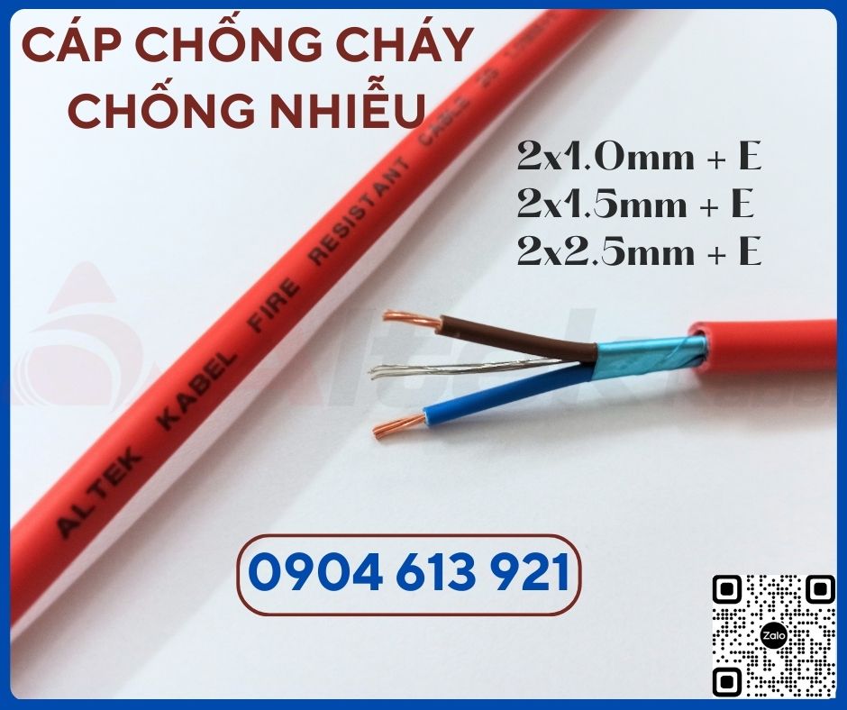 Cáp báo cháy 2x1.5mm chống cháy chống nhiễu Altek Kabel