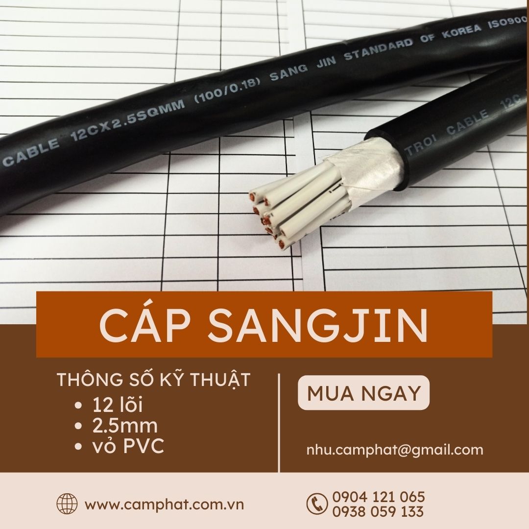 Cáp điều khiển Sangjin tiêu chuẩn Hàn Quốc, ISO 9001,