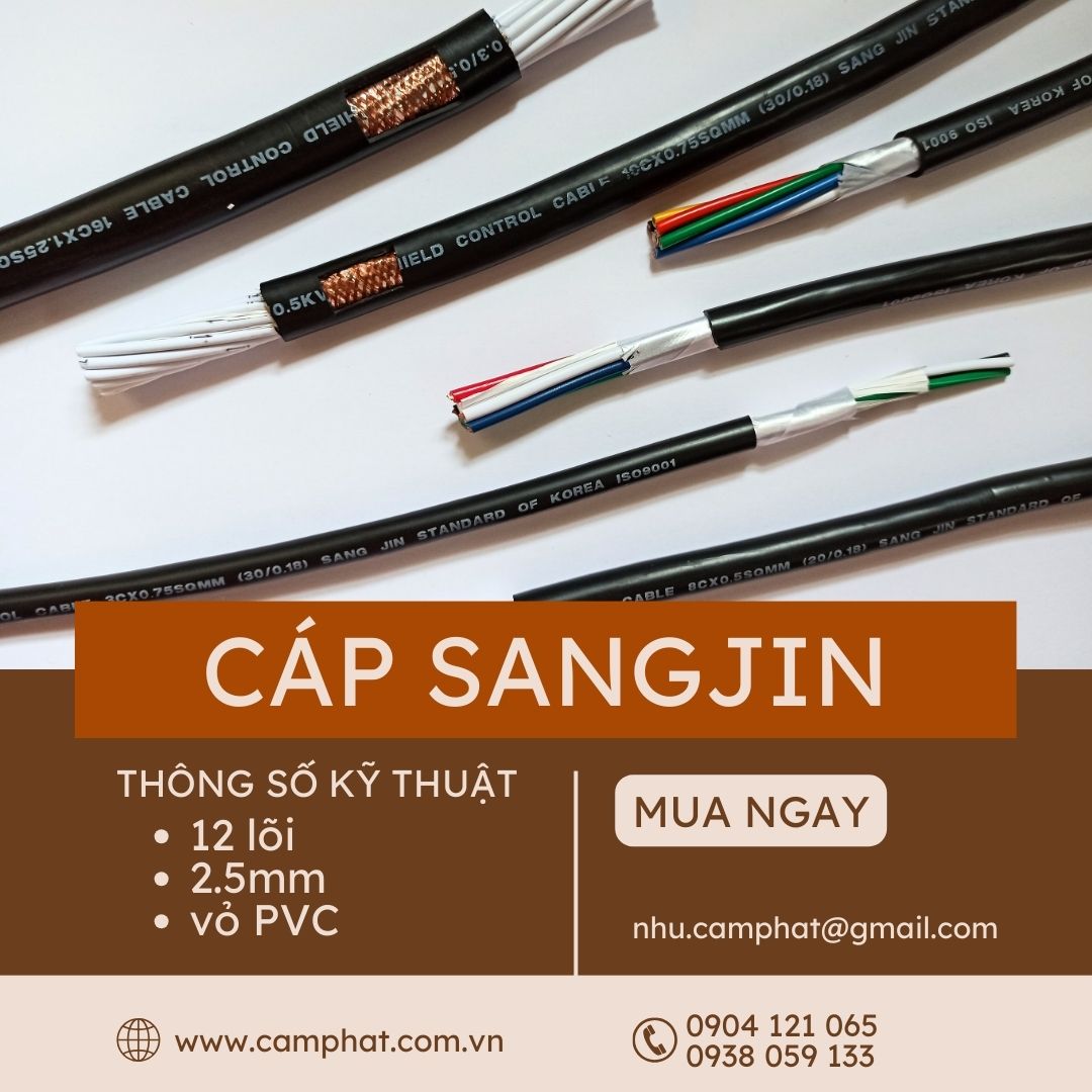 Cáp điều khiển Sangjin tiêu chuẩn Hàn Quốc, ISO 9001,