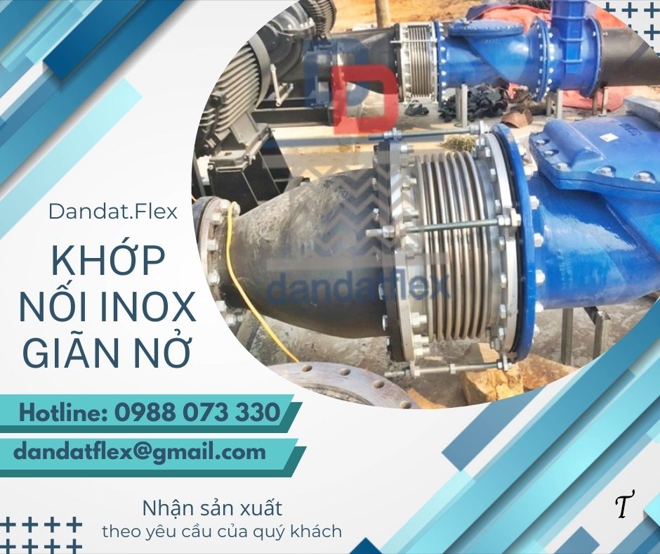 Khớp nối mềm inox 304, khớp nối mềm kim loại nối ren, khớp nối mềm