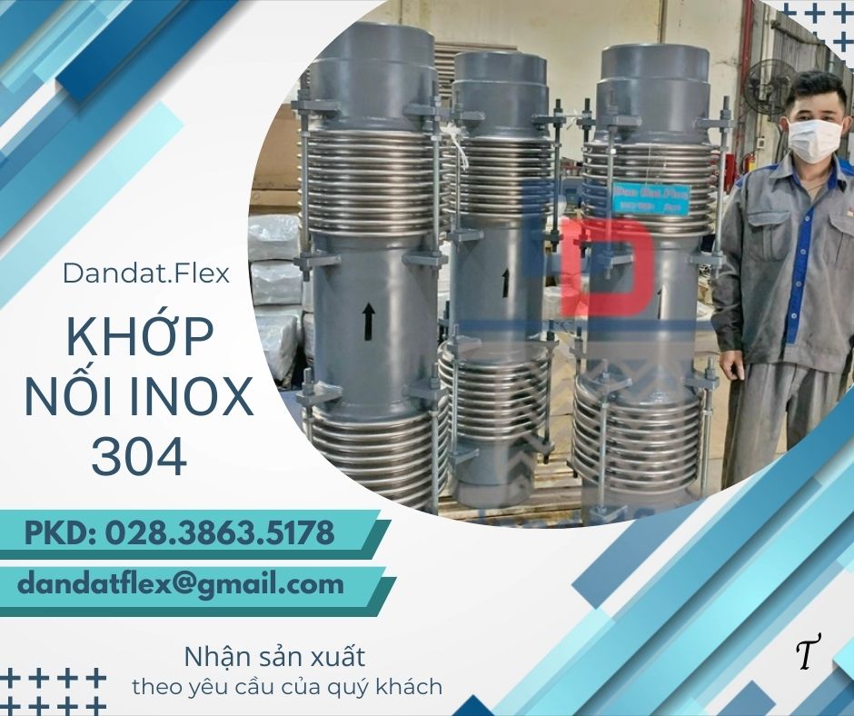 Khớp nối mềm inox 304, khớp nối mềm kim loại nối ren, khớp nối mềm