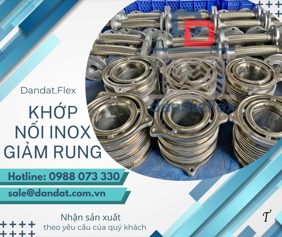 Khớp nối mềm inox 304, khớp nối mềm kim loại nối ren, khớp nối mềm