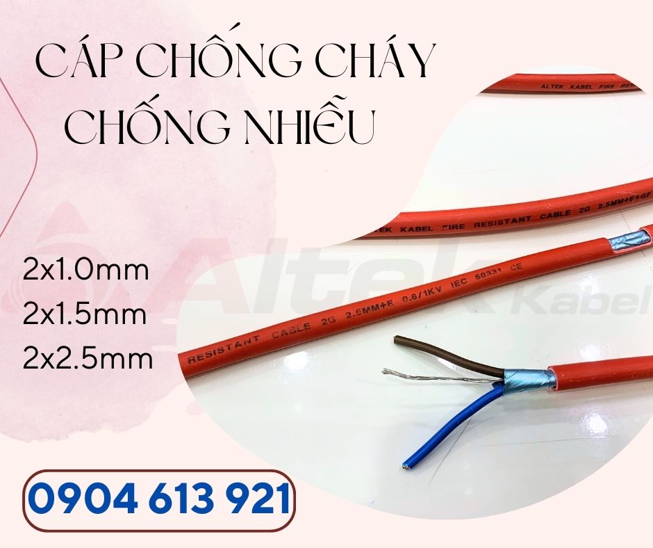 Cáp tín hiệu chống cháy chống nhiễu 2x1.0mm/2x1.5mm  Altek Kabel