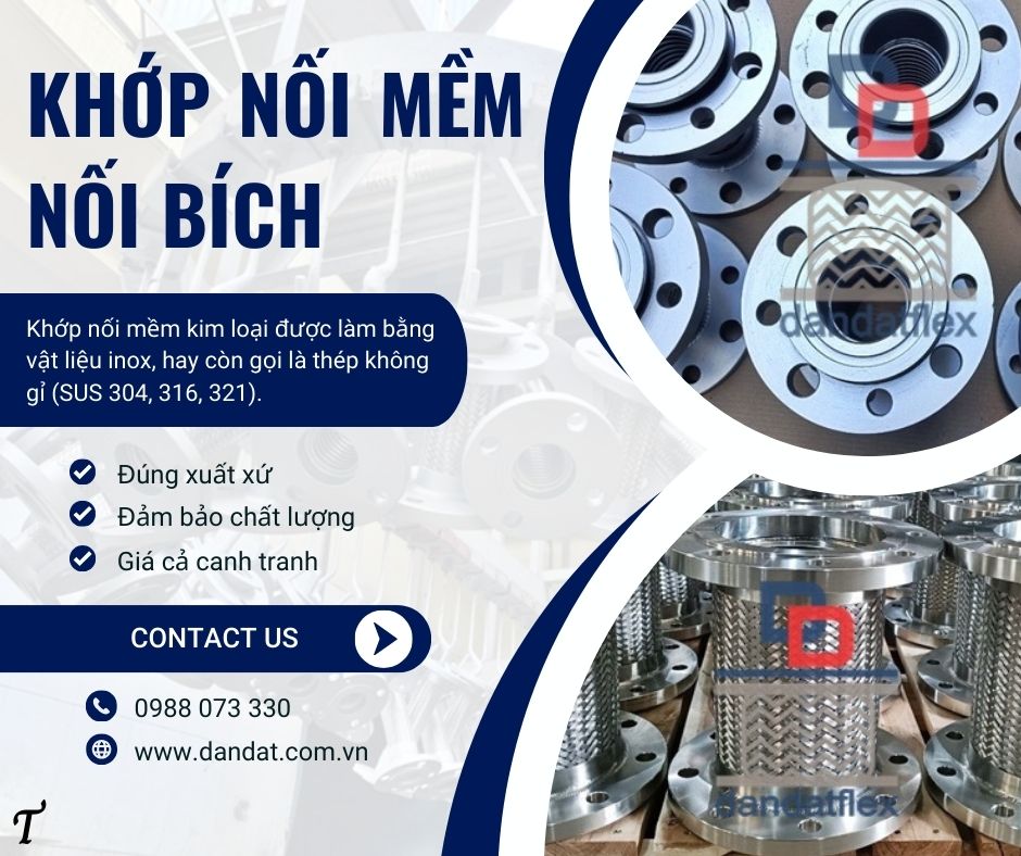 Khớp nối mềm chống rung,khớp nối mềm inox chịu nhiệt,khớp nối mềm inox