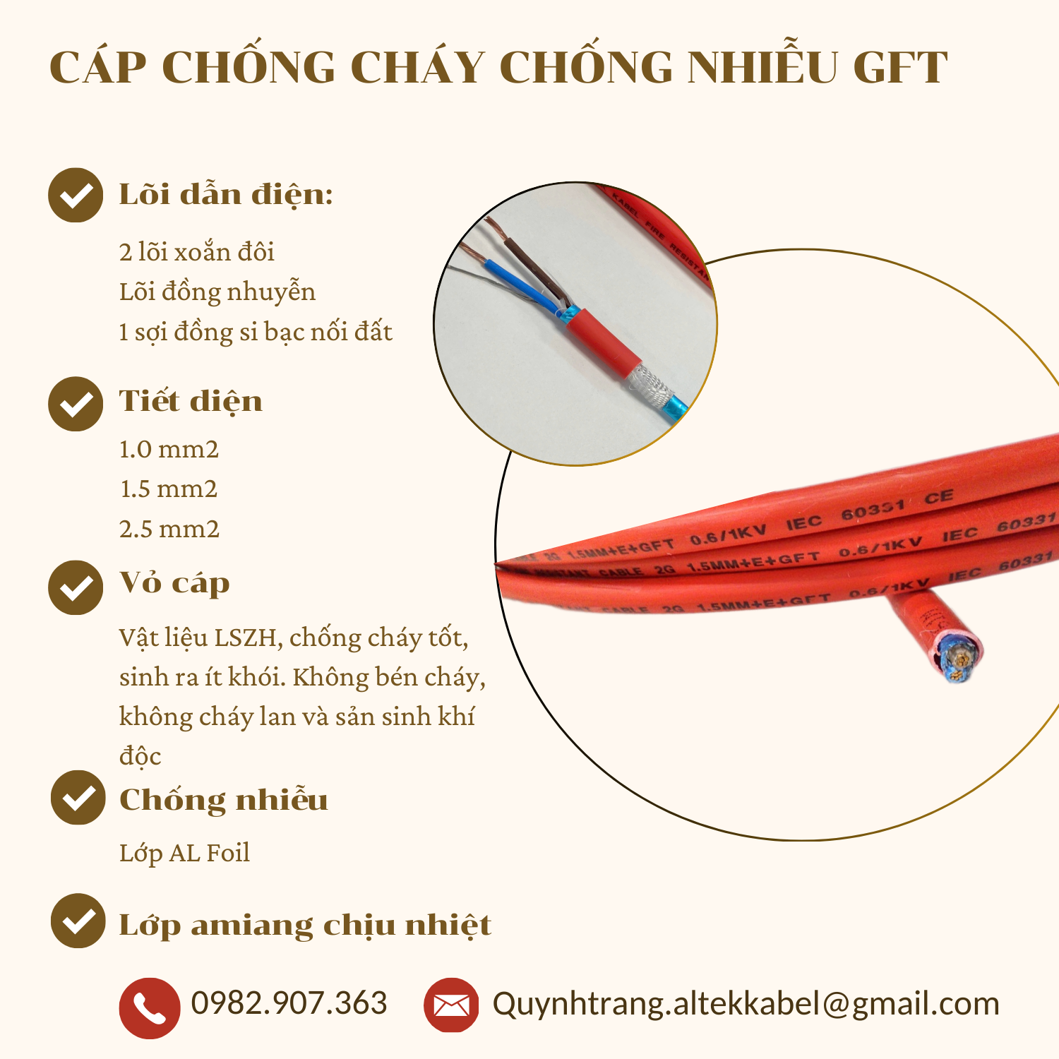 Cáp chống cháy chống nhiễu+E+GFT Altek Kabel chịu cháy nhiệt độ cao