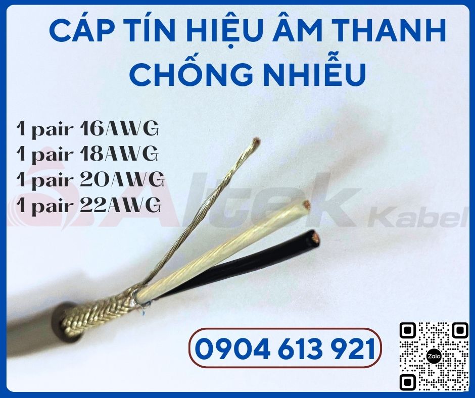 Cáp tín hiệu âm thanh vặn xoắn chống nhiễu 1 pair 16AWG Altek Kabel