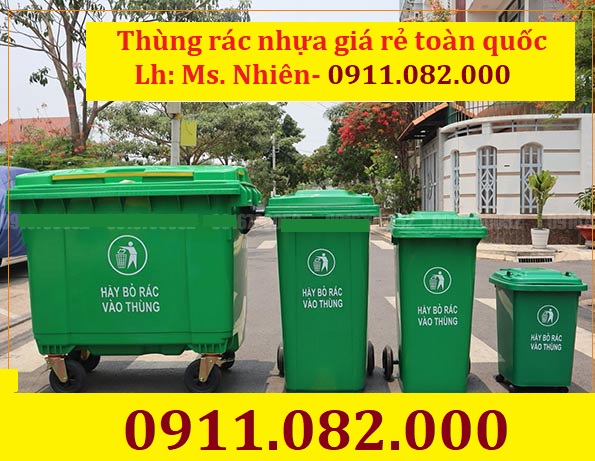 Thùng rác 120l 240l 660l màu xanh giá rẻ- lh 0911082000