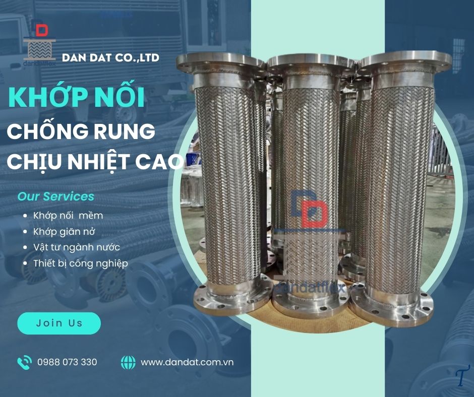 Khớp nối mềm kim loại, khớp nối chống rung nối bích, khớp nối mềm inox