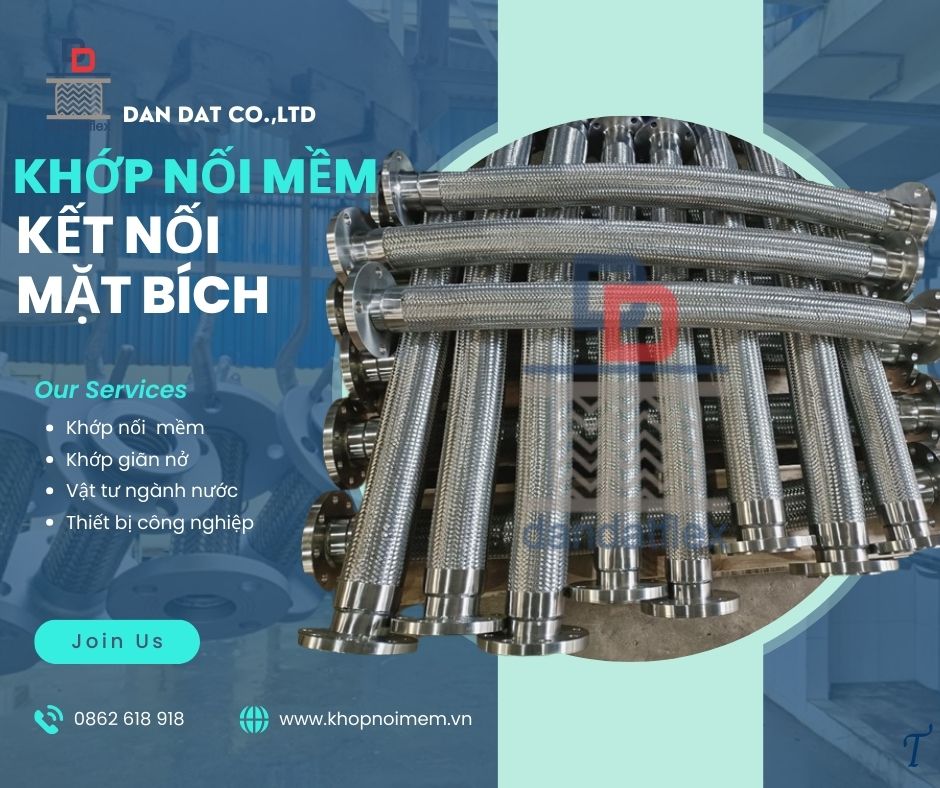 Khớp nối mềm kim loại, khớp nối chống rung nối bích, khớp nối mềm inox