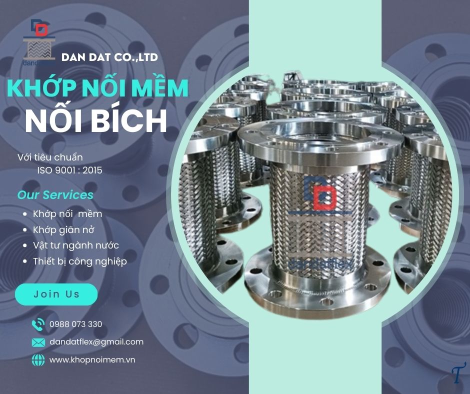 Khớp nối mềm kim loại, khớp nối chống rung nối bích, khớp nối mềm inox