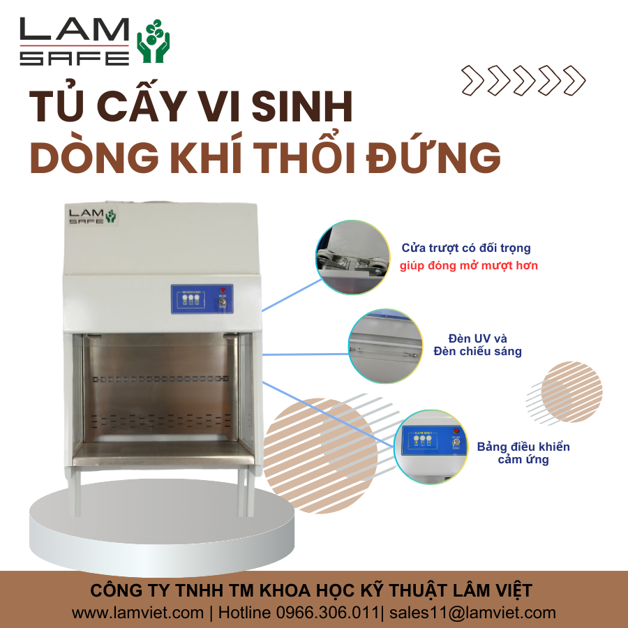 Tủ cấy vi sinh dòng khí thổi đứng Lâm Việt