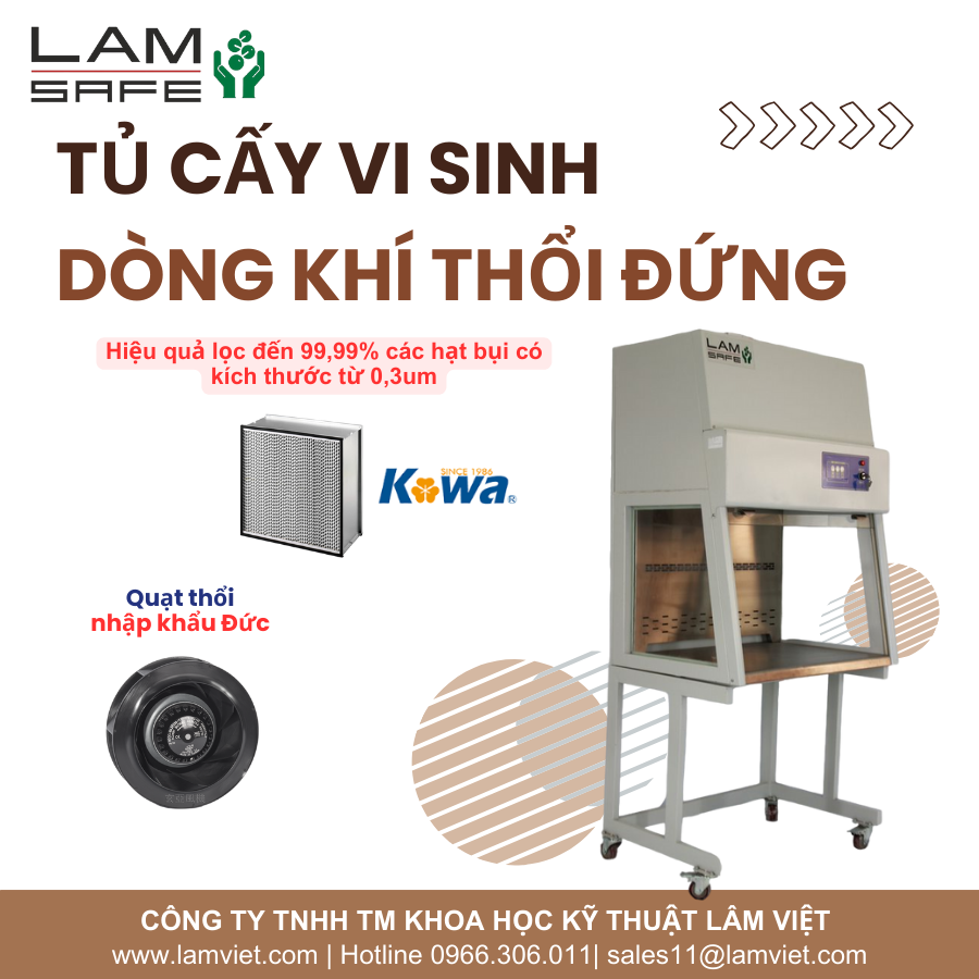 Tủ cấy vi sinh dòng khí thổi đứng Lâm Việt