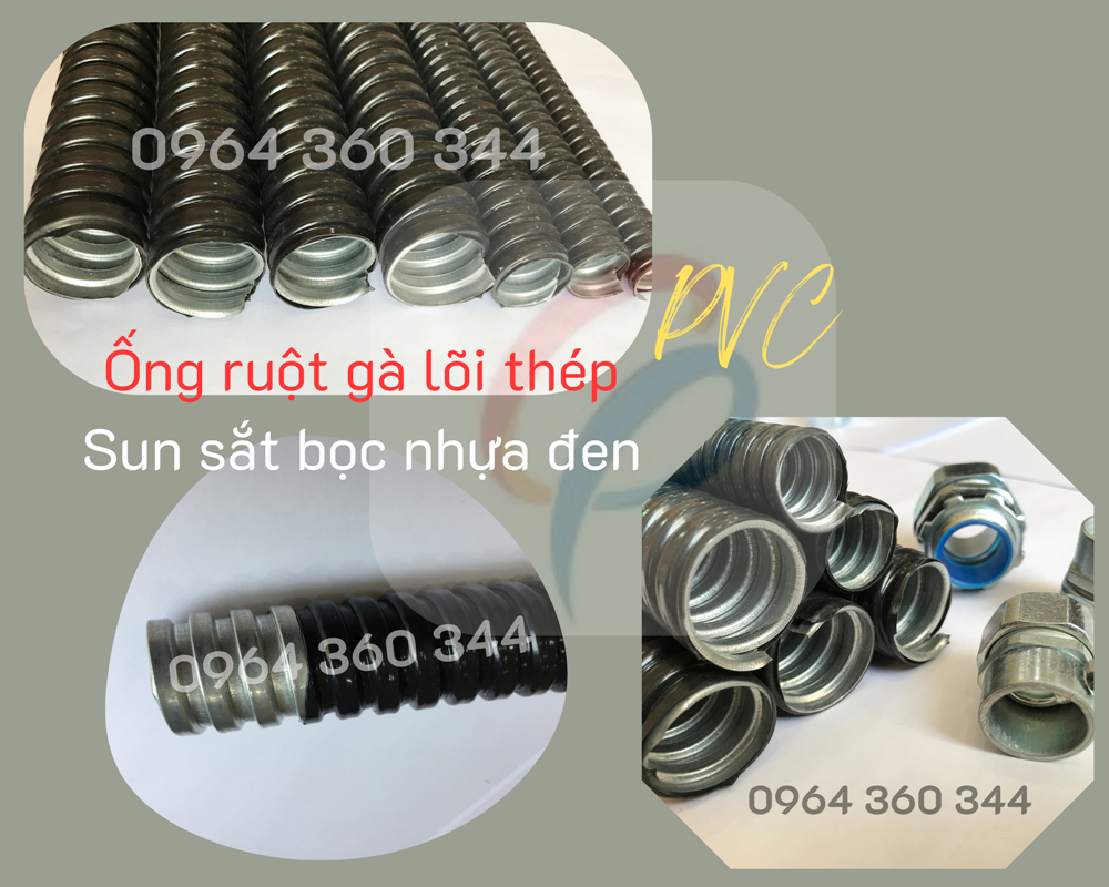 Ống ruột gà, ống luồn dây lõi thép bọc nhựa PVC đen