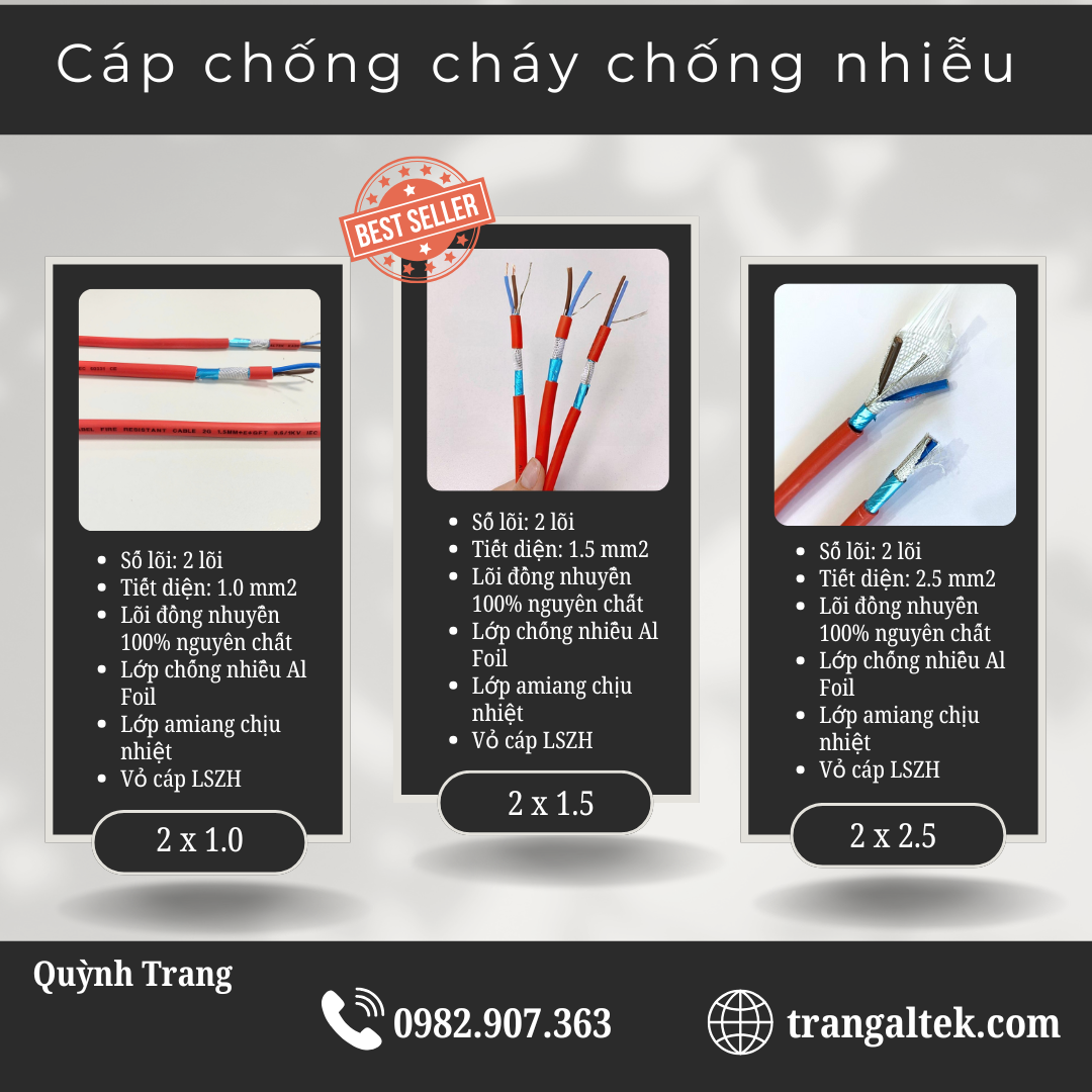 Cáp chống cháy chống nhiễu an toàn trong nhiệt độ cao