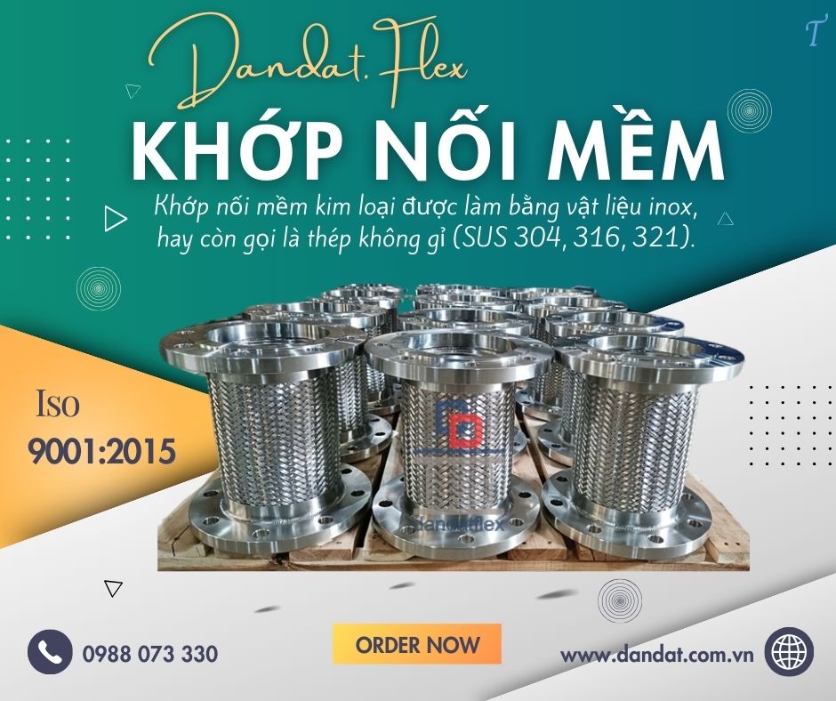 Khớp nối mềm inox nối bích, khớp nối mềm chống rung, khớp nối mềm inox