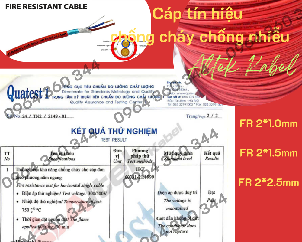 Cáp chống nhiễu chống chyasy Fire Alarm 1 Pair 16AWG Altek Kabel