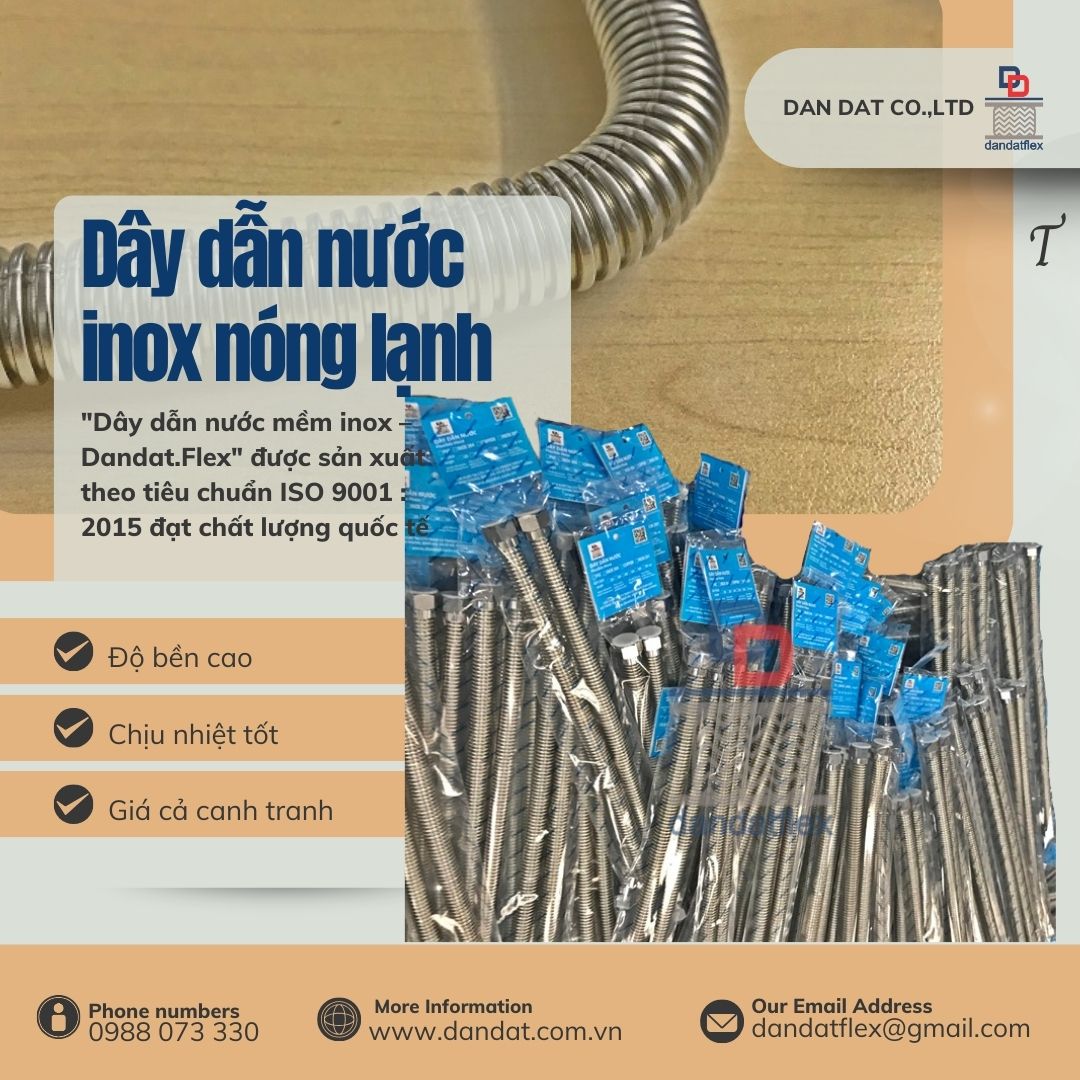 Dây dẫn nước, ống cấp nước inox chịu nhiệt, dây dẫn nước nóng lạnh