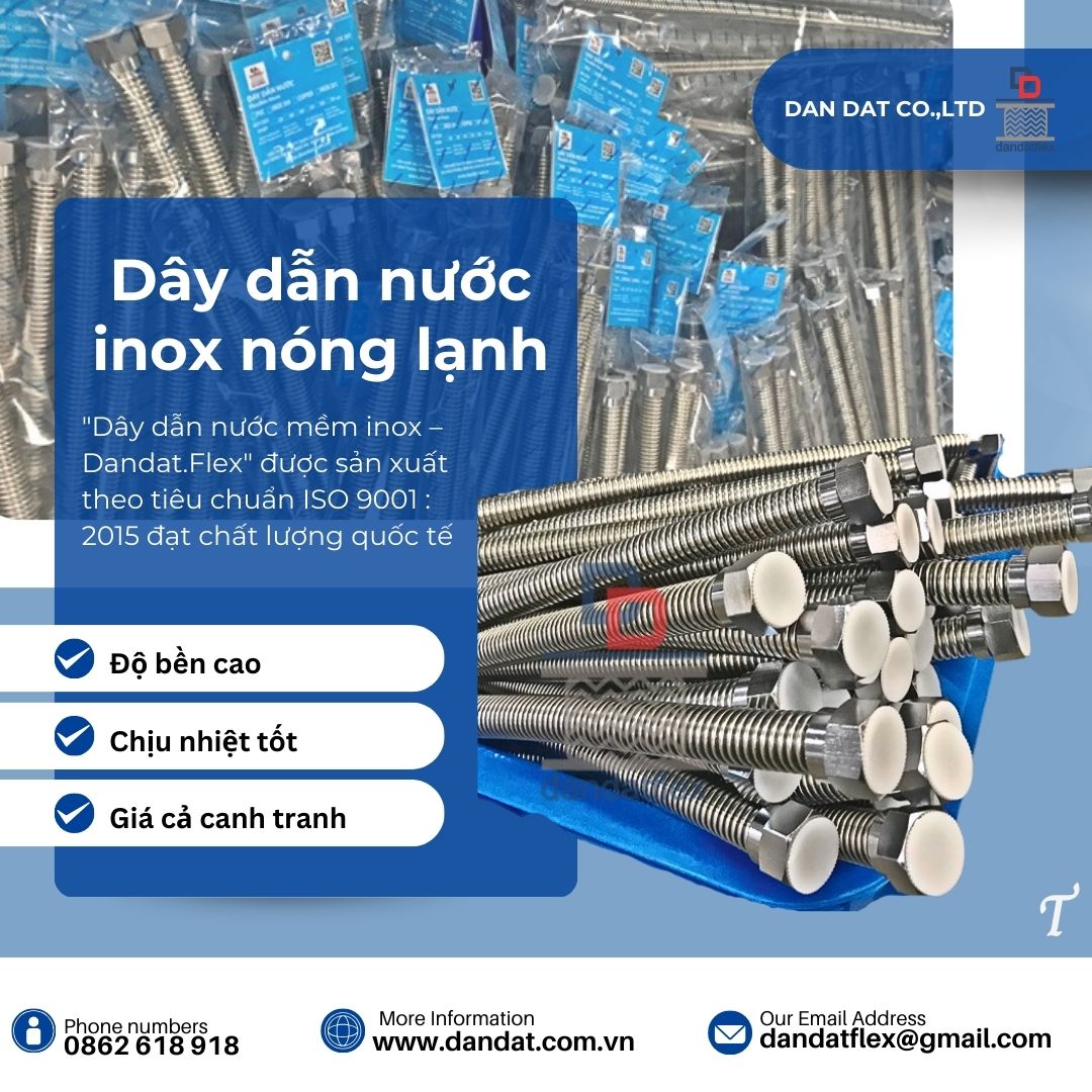 Dây dẫn nước, ống cấp nước inox chịu nhiệt, dây dẫn nước nóng lạnh