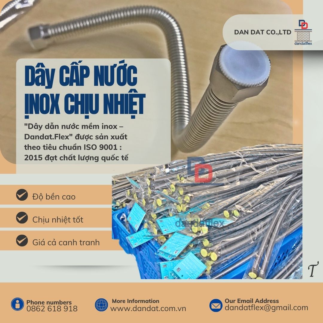 Dây dẫn nước, ống cấp nước inox chịu nhiệt, dây dẫn nước nóng lạnh