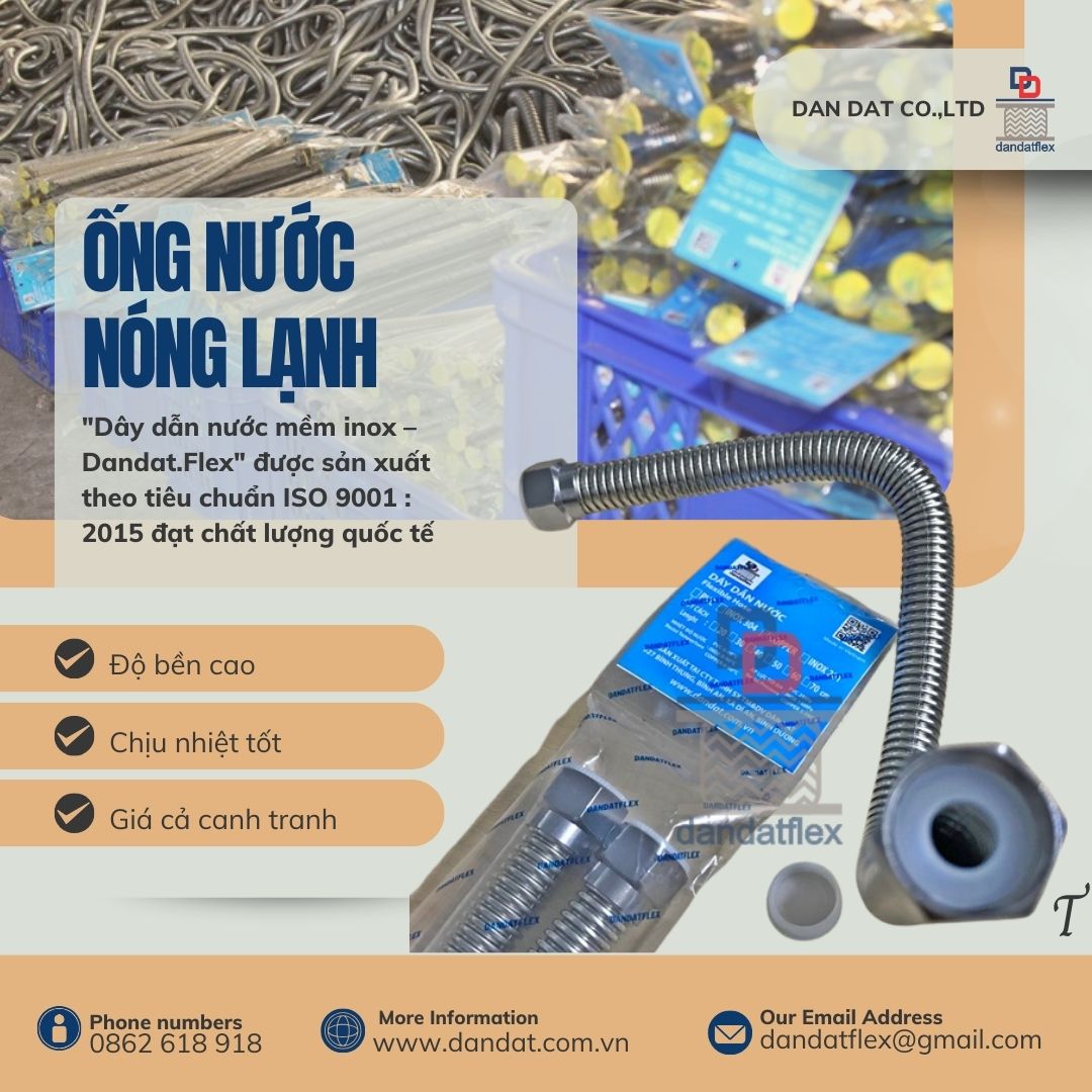 Ống mềm cấp nước nóng, dây dẫn nước inox nóng lạnh, dây dẫn nước inox